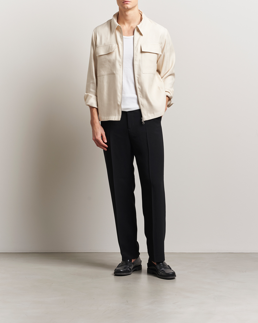 Homme | Chemises | NN07 | Alban Cotton/Linen Overshirt Ivory