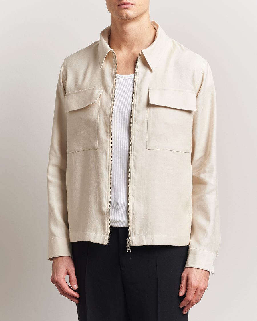 Homme | Chemises | NN07 | Alban Cotton/Linen Overshirt Ivory