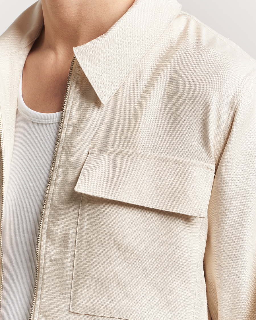 Heren | Overhemden | NN07 | Alban Cotton/Linen Overshirt Ivory