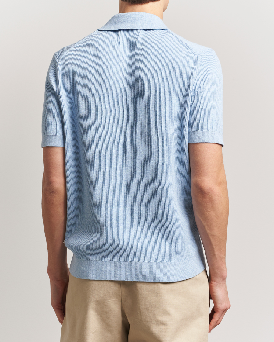 Homme | Polos | NN07 | Hansie Half Zip Knitted Polo Cerulan Blue