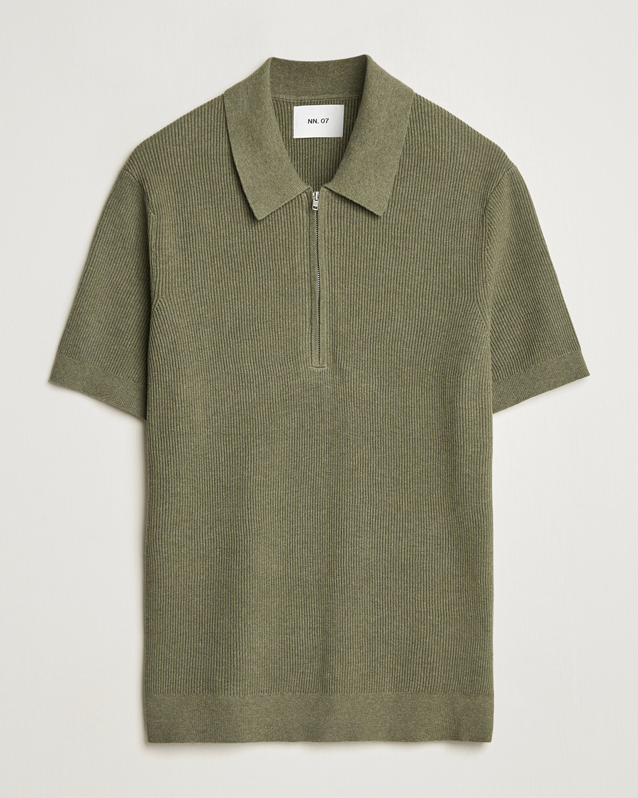 Heren | Polo's | NN07 | Hansie Half Zip Knitted Polo Capers Green