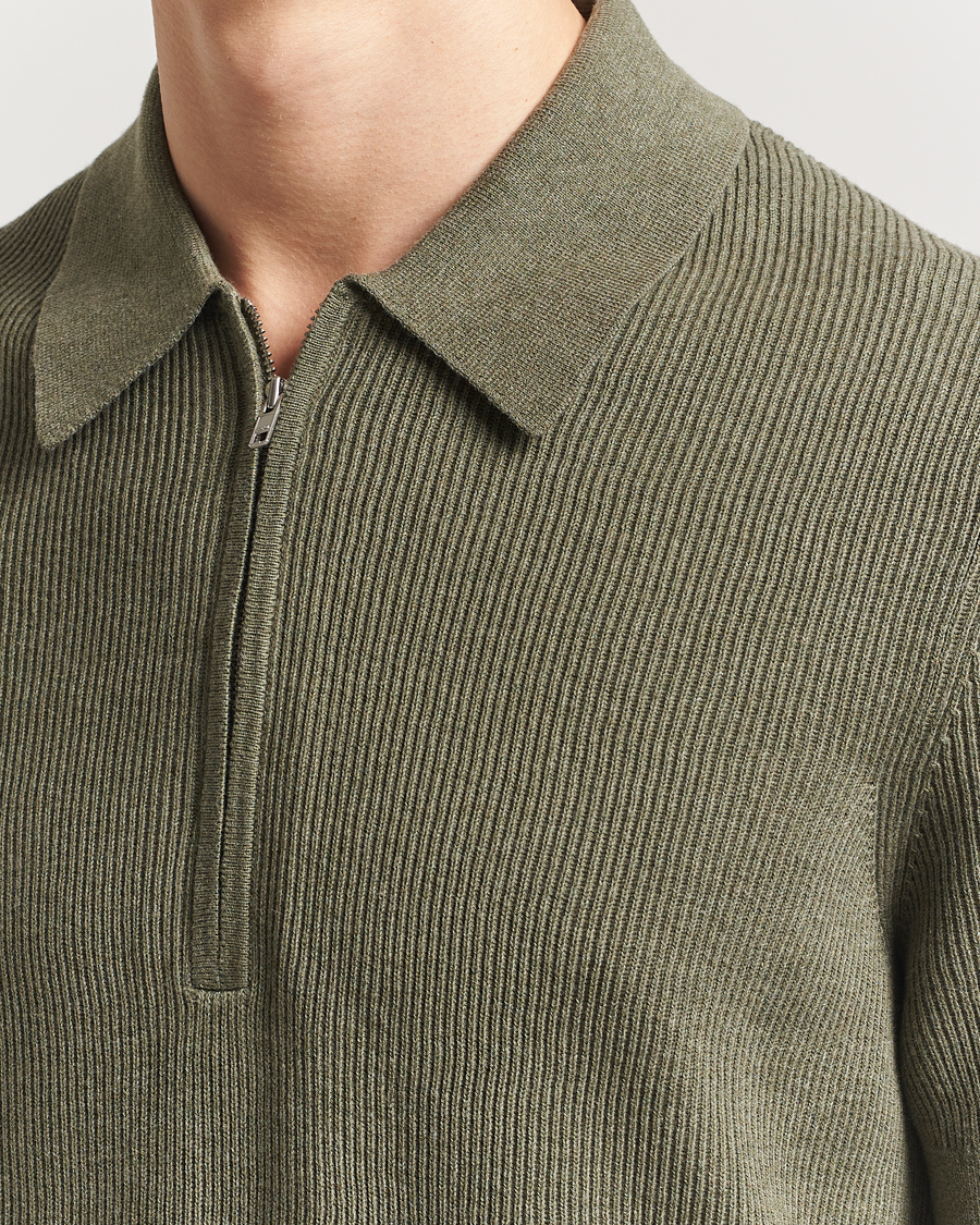 Heren | Polo's | NN07 | Hansie Half Zip Knitted Polo Capers Green
