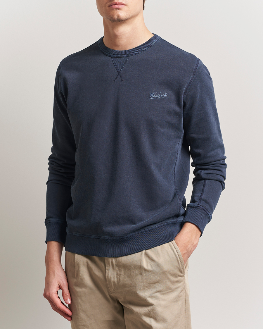 Heren | Truien | Woolrich | Garment Dyed Crewneck Dream Blue