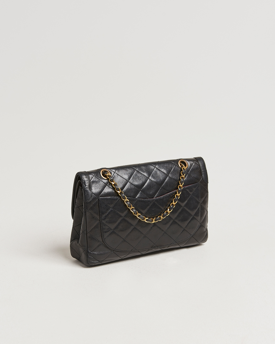 Homme | Chanel Pre-Owned Matelassé Medium Double Flap Bag Black | Chanel Pre-Owned | Matelassé Medium Double Flap Bag Black