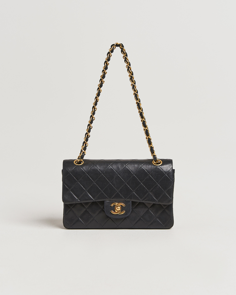 Homme | Chanel Pre-Owned Matelassé Small Double Flap Bag Black Lambskin | Chanel Pre-Owned | Matelassé Small Double Flap Bag Black Lambskin