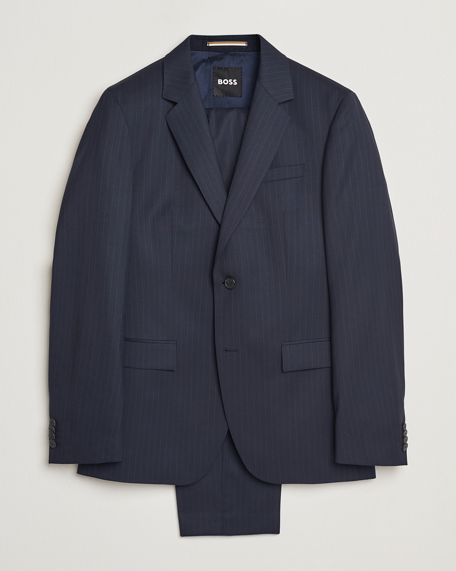 Homme | Costumes | BOSS BLACK | Houston Wool Pinstriped Suit Dark Blue
