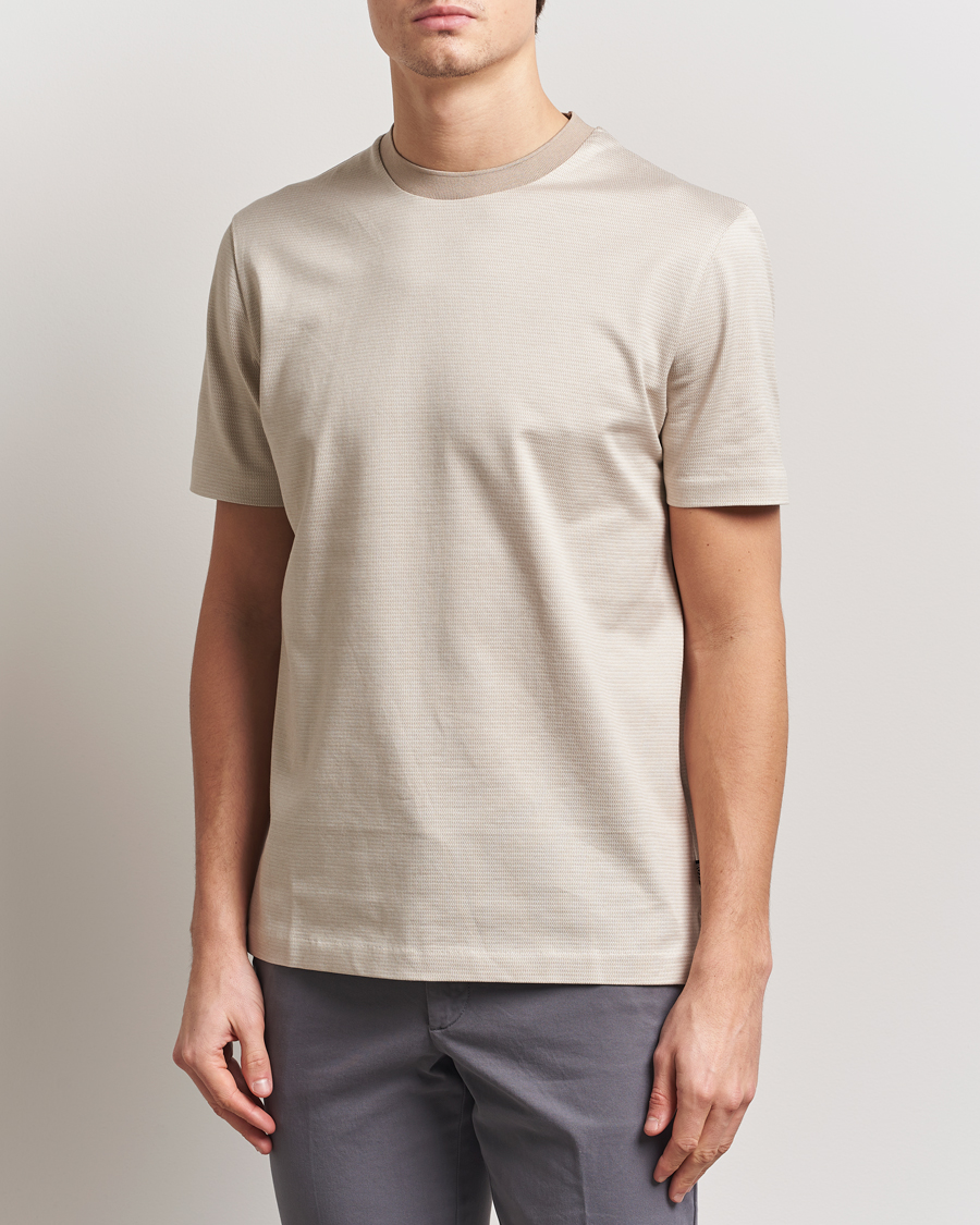 Heren | T-shirts | BOSS BLACK | Thompson Structured T-Shirt Light Beige