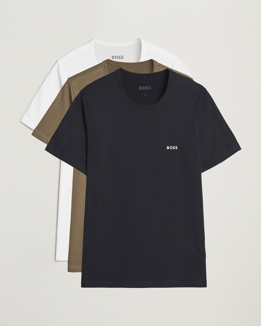 Heren | T-shirts | BOSS BLACK | 3-Pack Crew Neck T-Shirt Black/White/Green