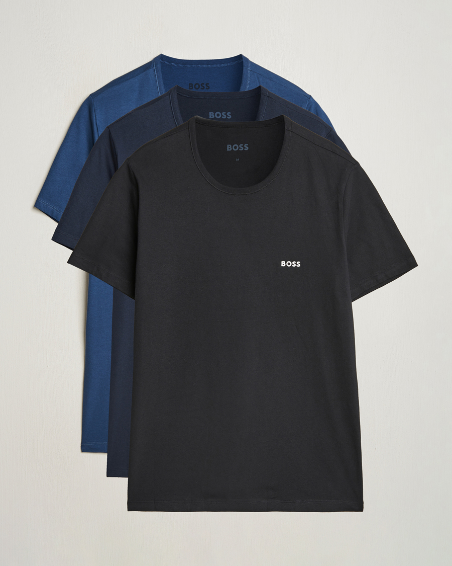 Heren | T-shirts | BOSS BLACK | 3-Pack Crew Neck T-Shirt Blue/Black/Navy