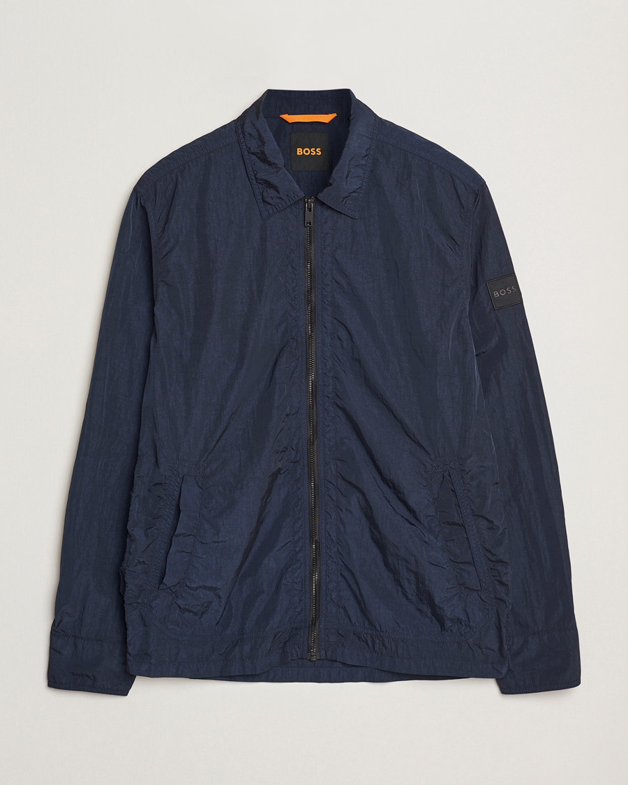 Homme | Chemises | BOSS ORANGE | Leejay Nylon Full Zip Overshirt Dark Blue