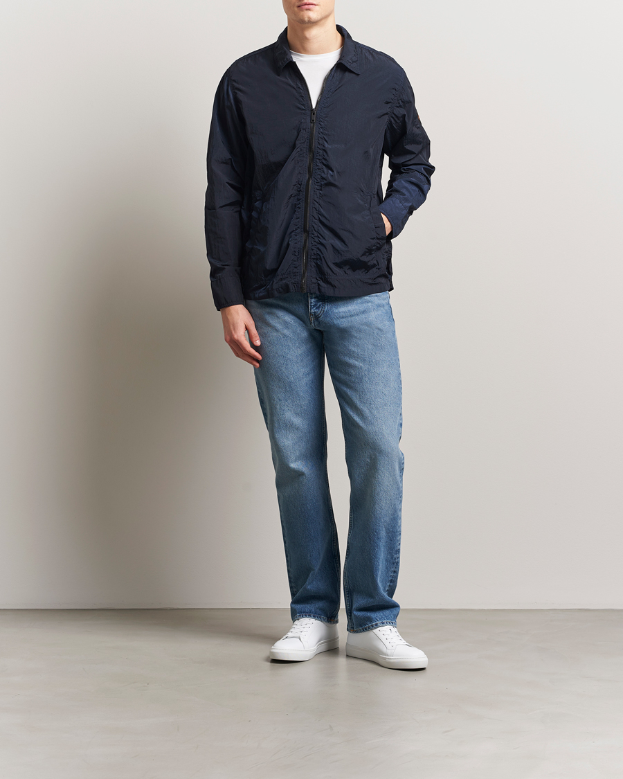 Homme | Chemises | BOSS ORANGE | Leejay Nylon Full Zip Overshirt Dark Blue