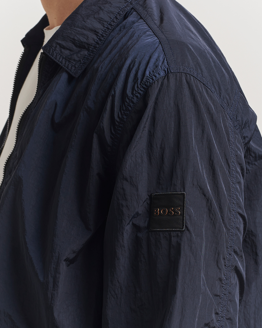 Homme | Chemises | BOSS ORANGE | Leejay Nylon Full Zip Overshirt Dark Blue
