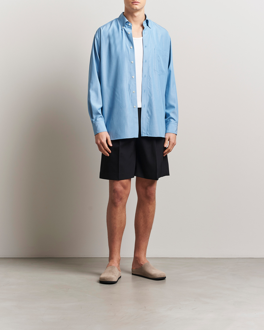 Heren | Korte broek | Auralee | Light Wool Gabardine Shorts Black