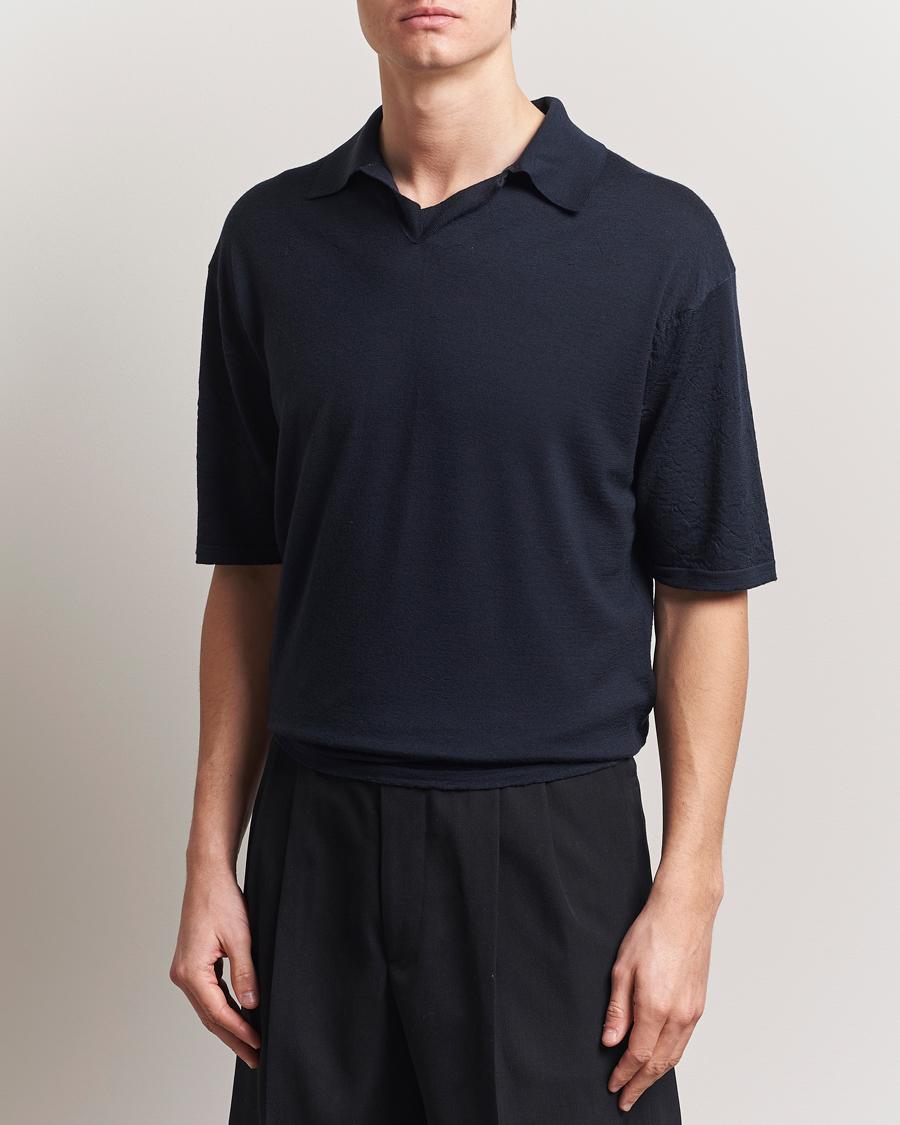 Heren | Truien | Auralee | Wool Knit Polo Navy