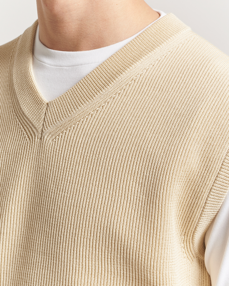 Heren | Truien | Auralee | Rib Knit Vest Ivory
