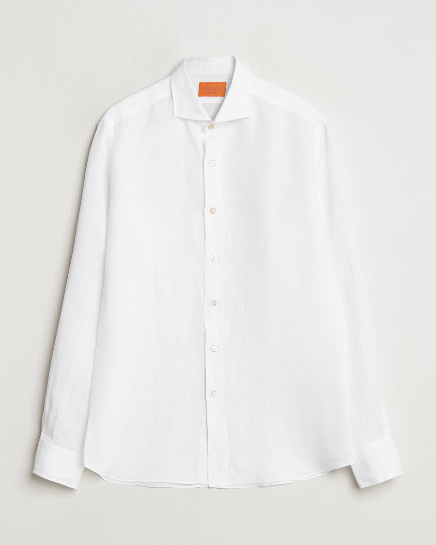 Heren | Overhemden | Grigio | Linen Casual Shirt White
