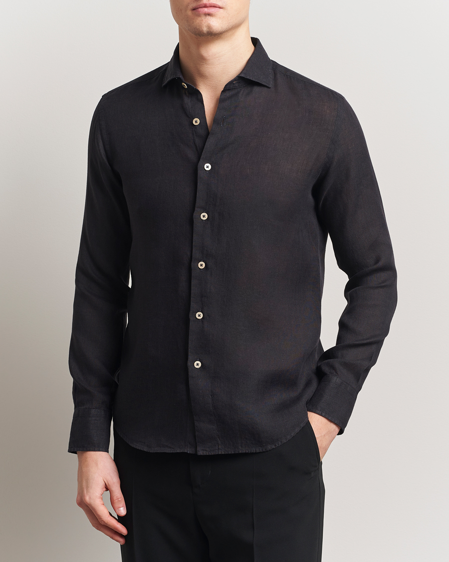Heren | Overhemden | Grigio | Linen Casual Shirt Black