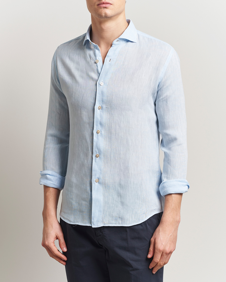 Homme | Chemises | Grigio | Linen Casual Shirt Light Blue