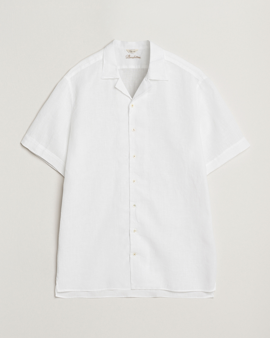 Homme | Chemises | Stenströms | Short Sleeve Linen Shirt White