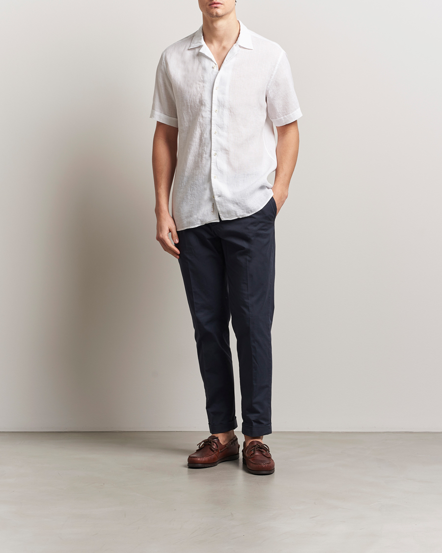 Homme | Chemises | Stenströms | Short Sleeve Linen Shirt White