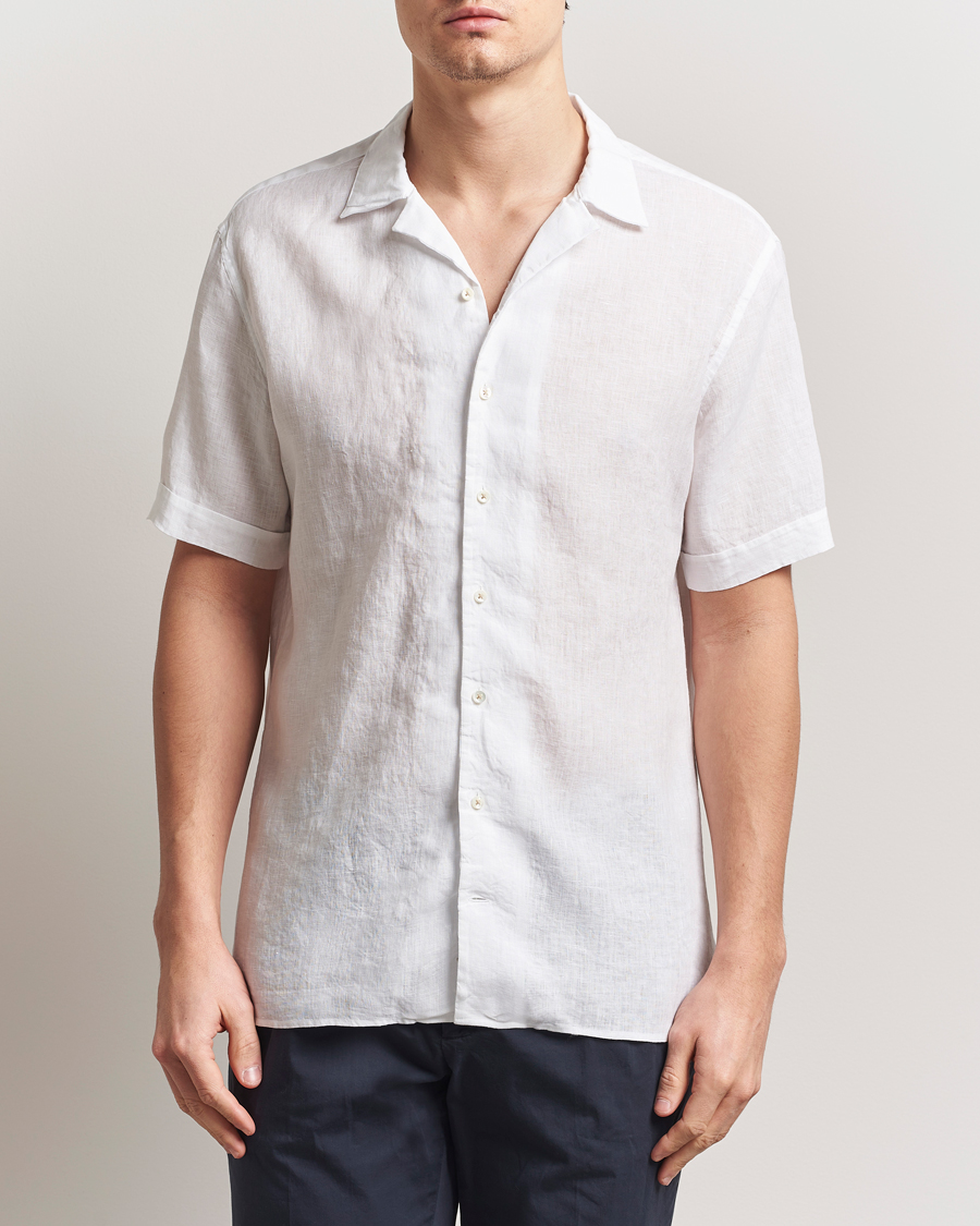 Homme | Chemises | Stenströms | Short Sleeve Linen Shirt White