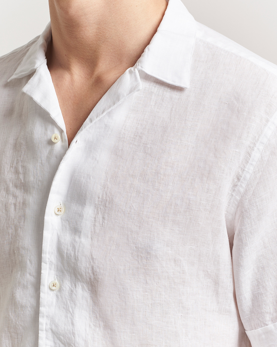 Homme | Chemises | Stenströms | Short Sleeve Linen Shirt White