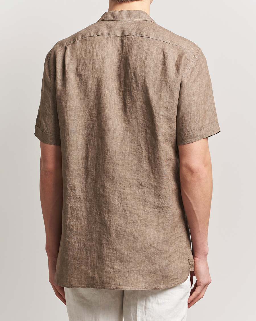Heren | Overhemden | Stenströms | Short Sleeve Linen Shirt Brown