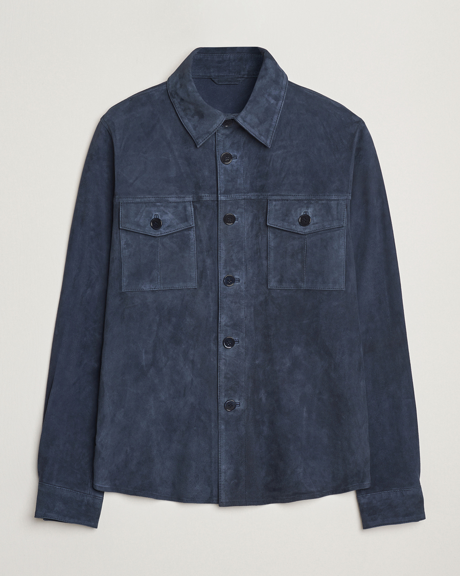 Homme | Manteaux Et Vestes | Stenströms | Suede Overshirt Navy
