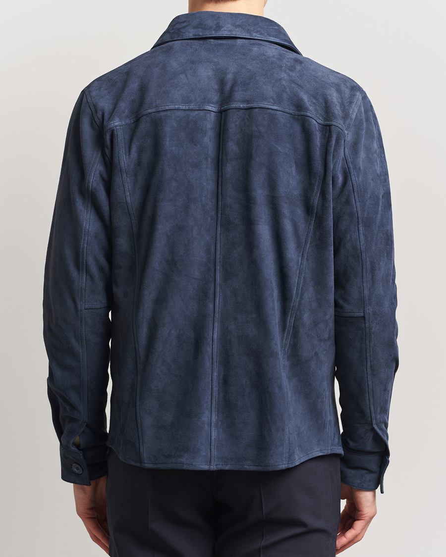 Homme | Manteaux Et Vestes | Stenströms | Suede Overshirt Navy