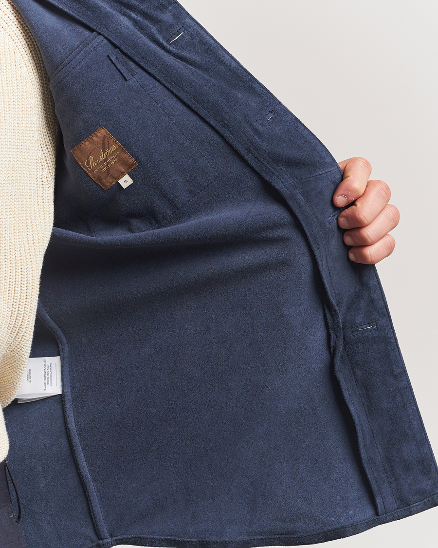 Homme | Manteaux Et Vestes | Stenströms | Suede Overshirt Navy