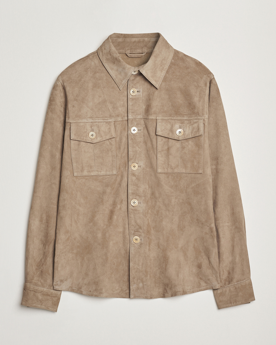 Heren | Jassen | Stenströms | Suede Overshirt Taupe