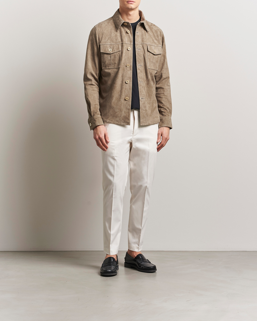 Heren | Jassen | Stenströms | Suede Overshirt Taupe