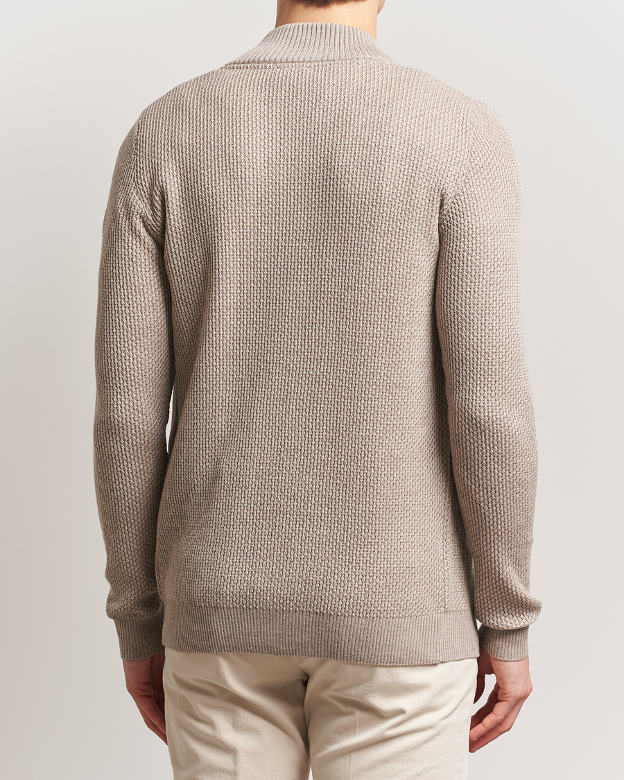 Heren | Truien | Stenströms | Knitted Textured Merino Cardigan Beige