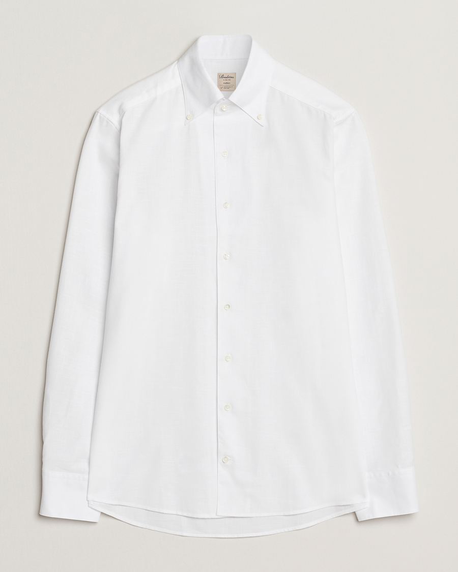 Heren | Overhemden | Stenströms | Soft Cotton One Piece Button Down Shirt White