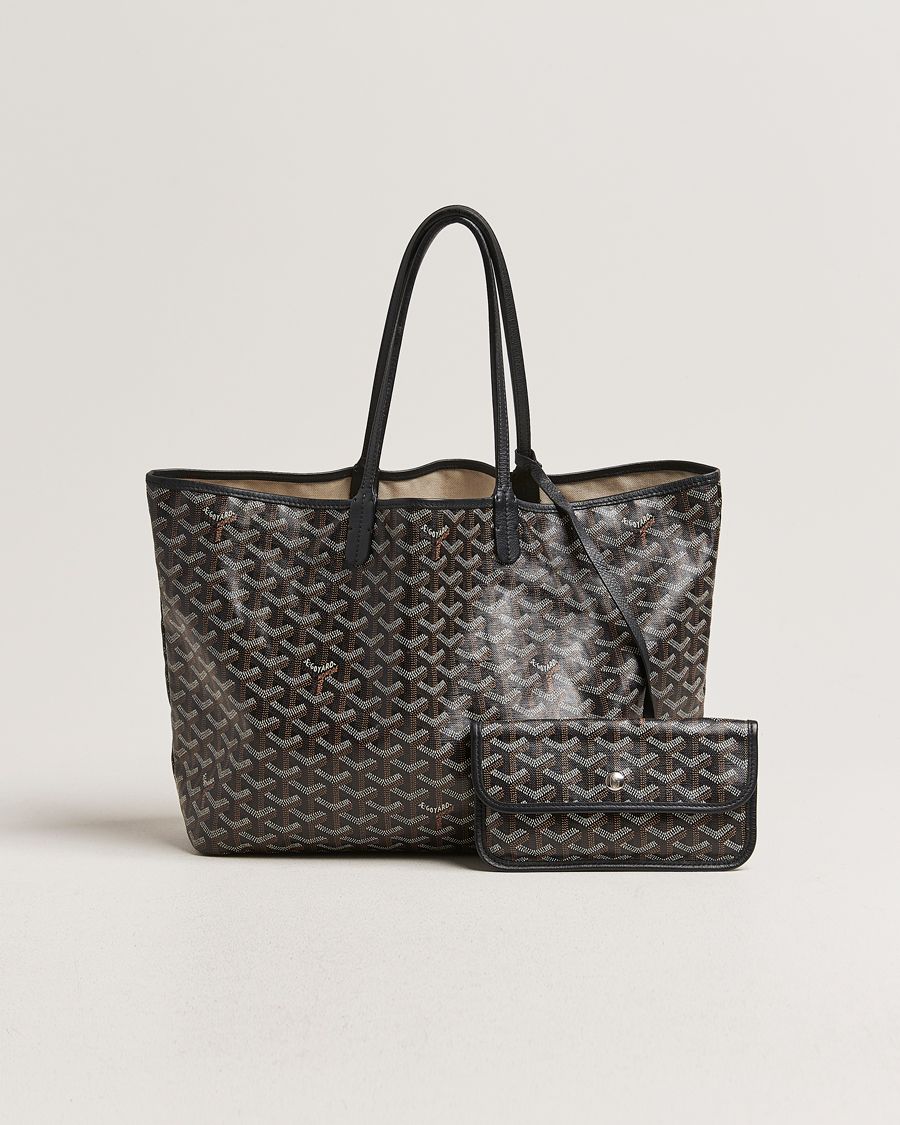Homme | Goyard Pre-Owned Saint Louis PM Coated Canvas Tote Bag Black | Goyard Pre-Owned | Saint Louis PM Coated Canvas Tote Bag Black