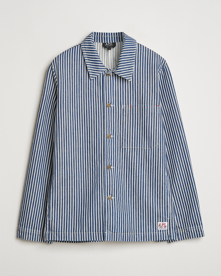 Heren | Overhemden | A.P.C. | Raphael Hickory Striped Overshirt Blue/White