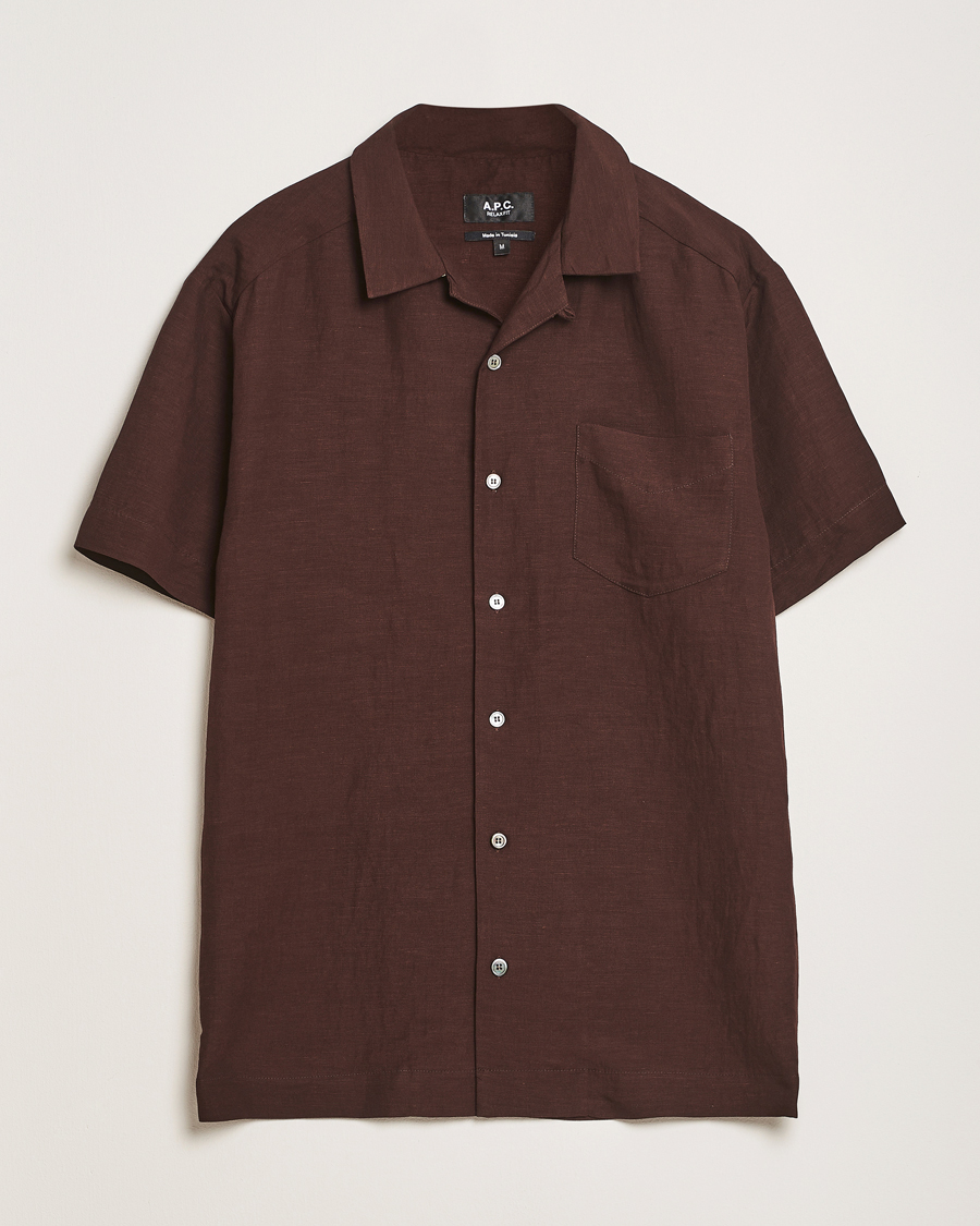 Heren | Overhemden | A.P.C. | Roy Woven Short Sleeve Shirt Brown