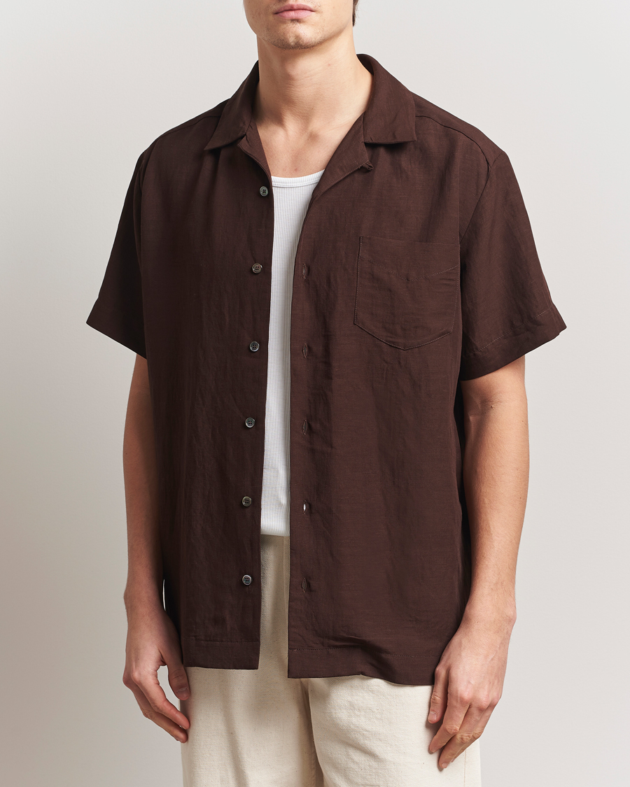 Heren | Overhemden | A.P.C. | Roy Woven Short Sleeve Shirt Brown