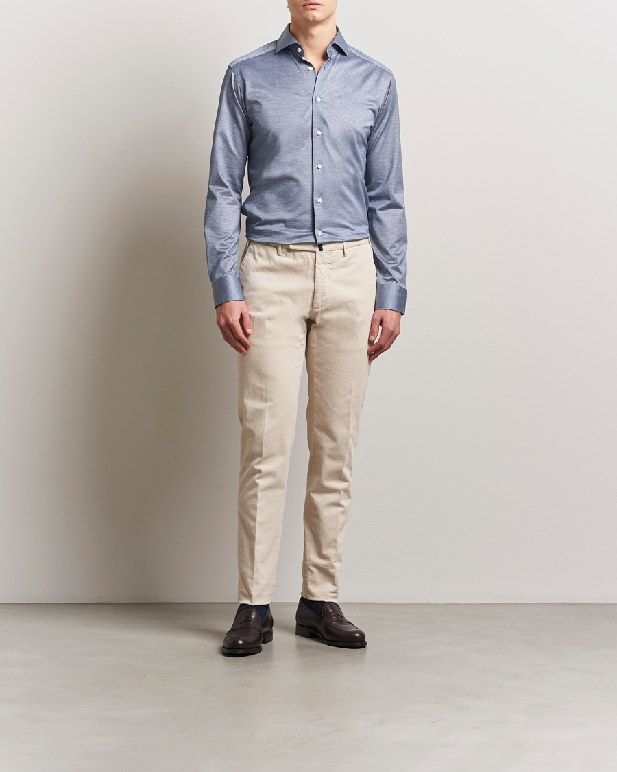 Heren | Overhemden | Eton | Filo Di Scozia Oxford Shirt Dark Blue