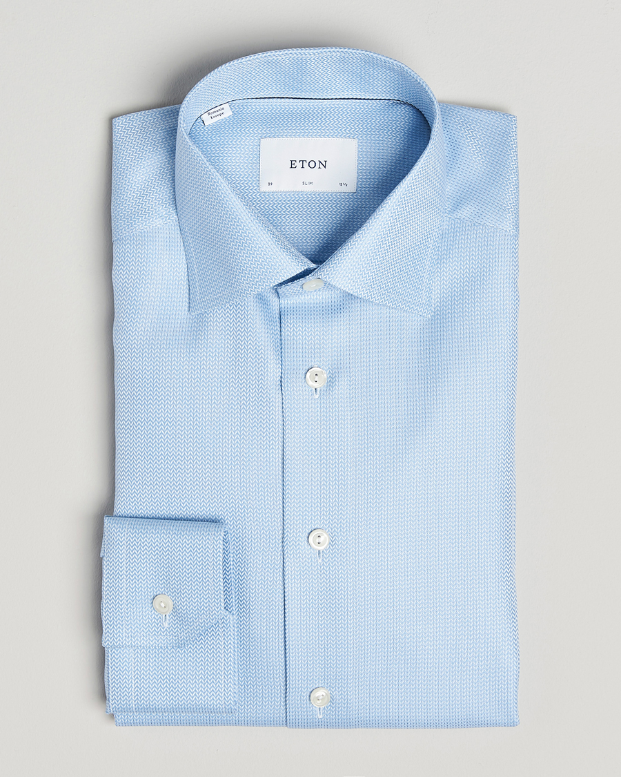 Heren | Overhemden | Eton | Slim Fit Signature Dobby Shirt Light Blue