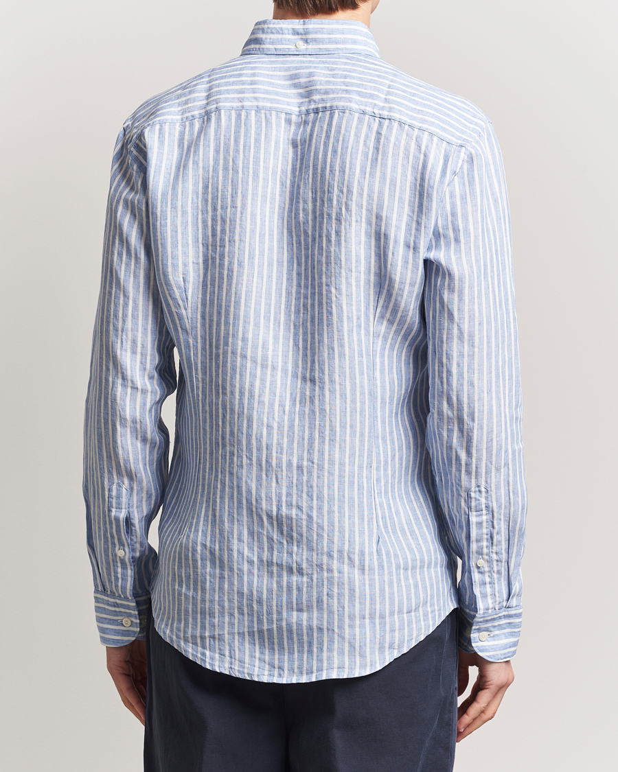 Homme | Chemises | Eton | Slim Fit Striped Linen Shirt Blue/White