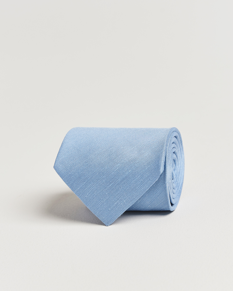 Heren | Stropdassen | Eton | Silk/Linen Tie Light Blue