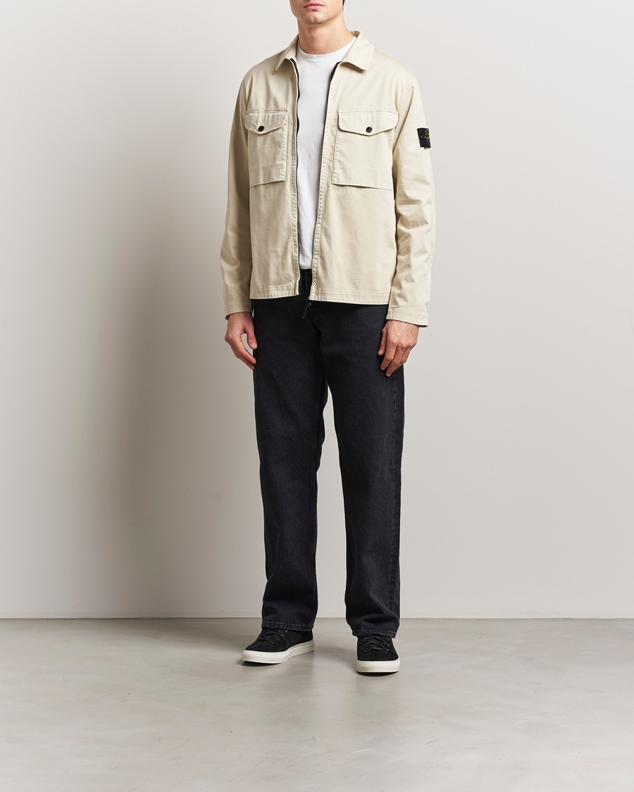 Homme | Chemises | Stone Island | Cotton Stretch Zip Overshirt Sand