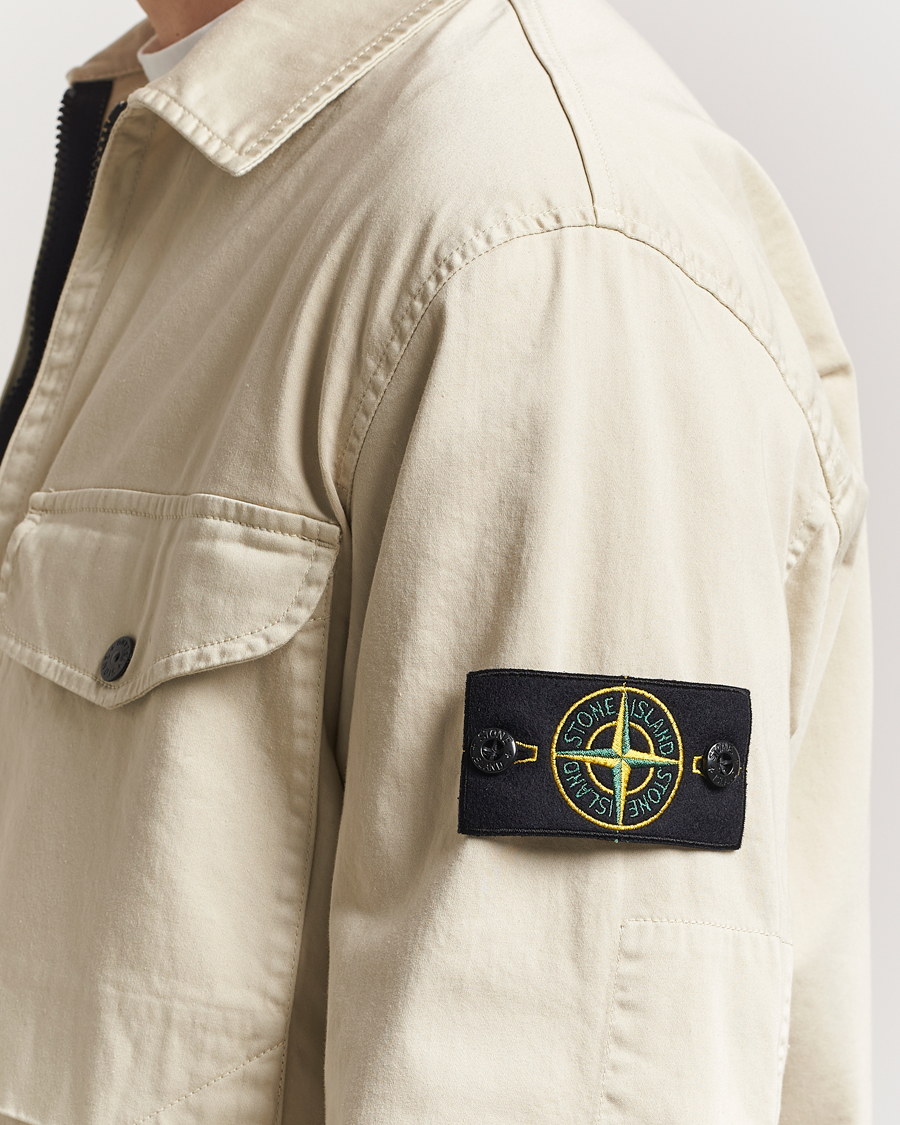 Homme | Chemises | Stone Island | Cotton Stretch Zip Overshirt Sand