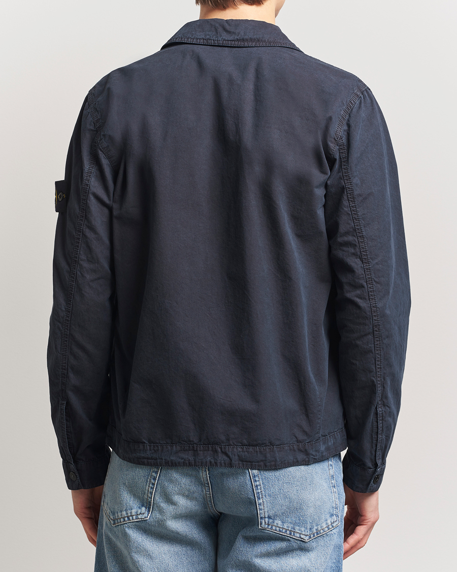 Homme | Chemises | Stone Island | Old Effect Garment Washed Zip Overshirt Navy Blue