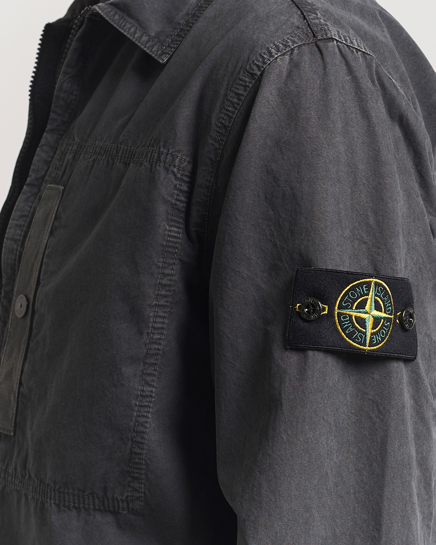 Homme | Chemises | Stone Island | Old Effect Garment Washed Zip Overshirt Charcoal