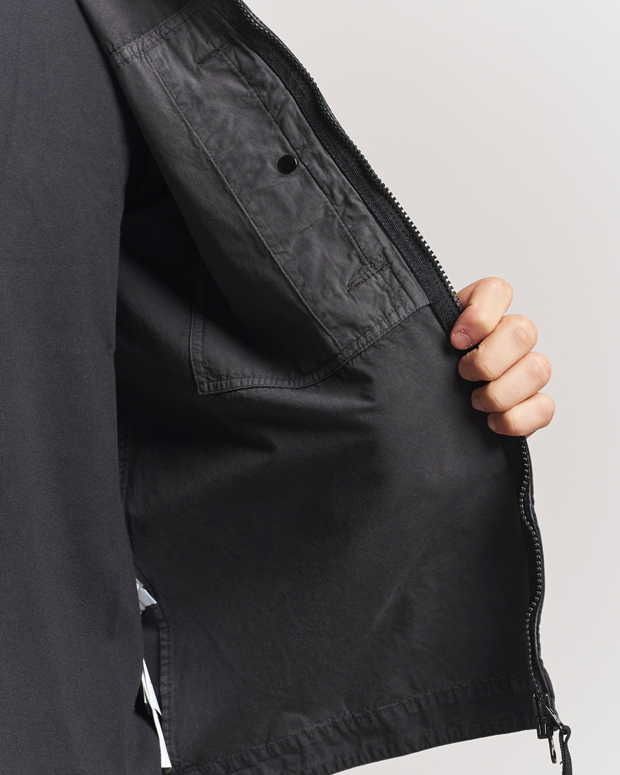 Homme | Chemises | Stone Island | Old Effect Garment Washed Zip Overshirt Charcoal