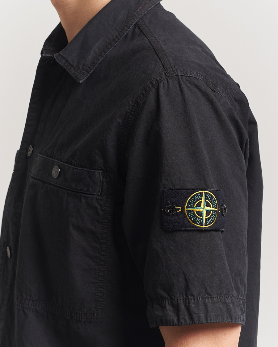 Homme | Chemises | Stone Island | Cotton Canvas Old Effect Short Sleeve Shirt Black