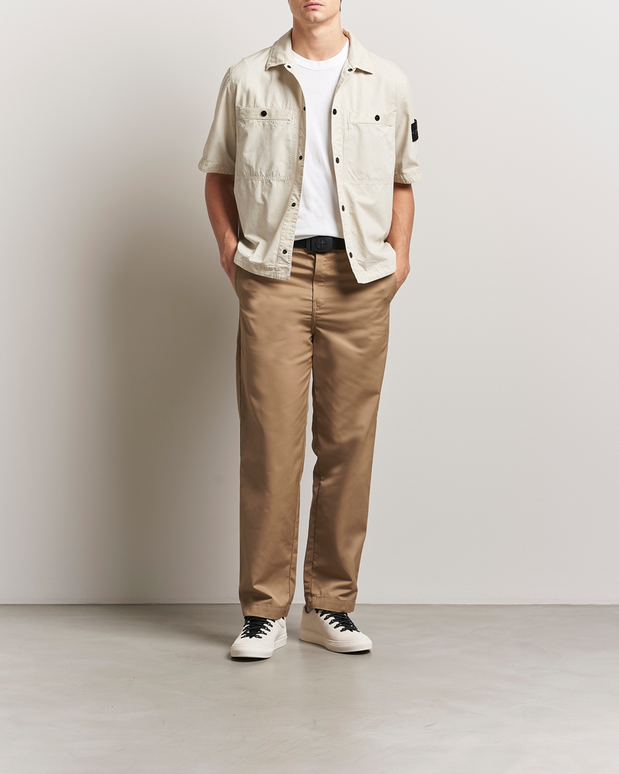 Heren | Overhemden | Stone Island | Cotton Canvas Old Effect Short Sleeve Shirt Sand