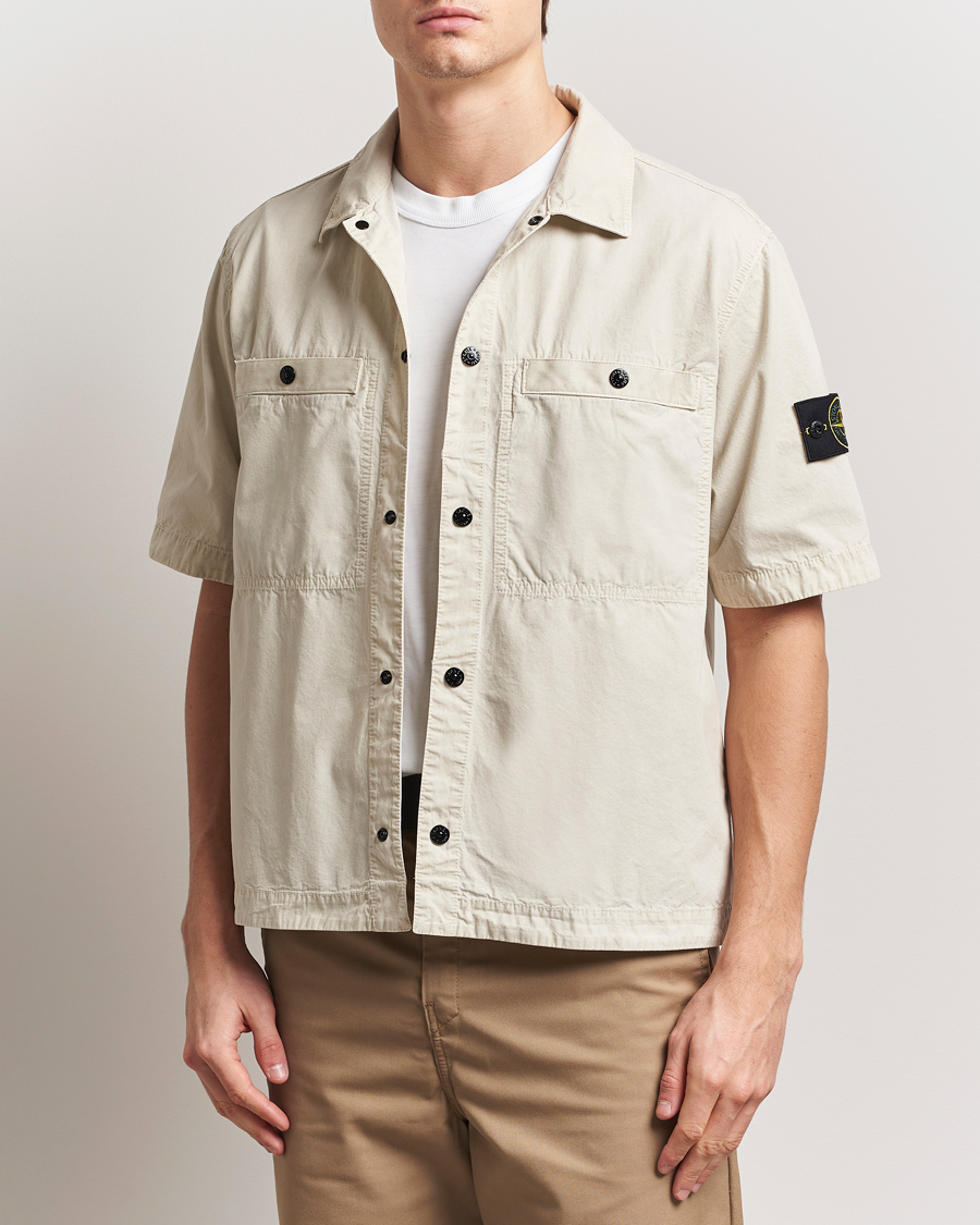 Heren | Overhemden | Stone Island | Cotton Canvas Old Effect Short Sleeve Shirt Sand